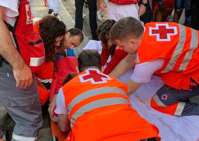 Cruz Roja realiza 60 atenciones en el séptimo encierro de los Sanfermines