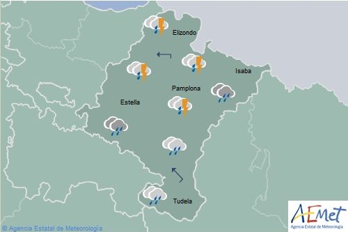 Chubascos y tormentas en Navarra con aumento de temperaturas