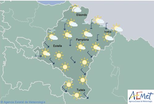 Intervalos de nubes bajas en Navarra y temperaturas sin cambios