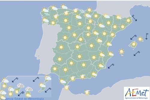 Hoy en España, temperaturas altas en el valle del Ebro, meseta Sur y alto Guadalquivir