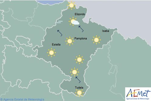 Cielo despejado en Navarra con aumento de temperaturas máximas