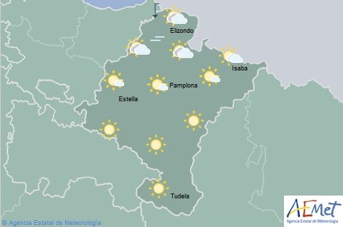 Temperaturas máximas en descenso en Navarra con nubes bajas en el noroeste