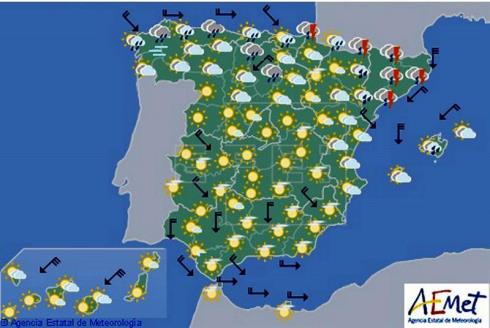 El tiempo para hoy lunes en España