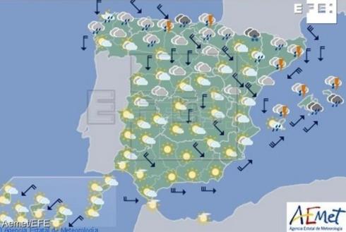 Hoy martes el tiempo en España