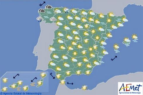 El tiempo para hoy martes en España