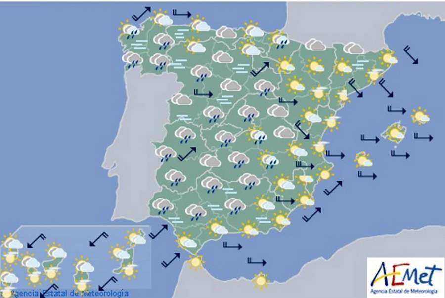 El tiempo hoy lunes en España