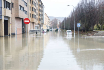 El río Arga se desborda a su paso por Pamplona