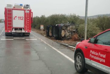 Dos heridos en una salida de vía en la N-122 a la altura de Lerín