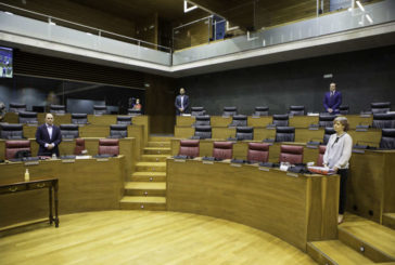 El Parlamento de Navarra guarda un minuto de silencio en recuerdo de las personas fallecidas por el coronavirus