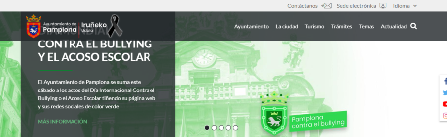 El Ayuntamiento de Pamplona tiñe su web y sus redes sociales de color verde