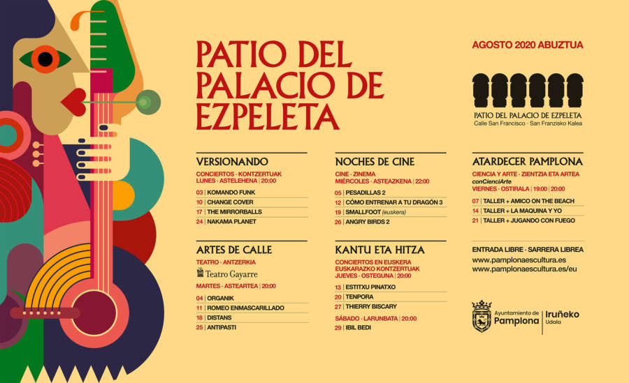 AGENDA; 3 a 22 de agosto, en Palacio de Ezpeleta y Frontón Jito Alai, conciertos, cine y atardecer