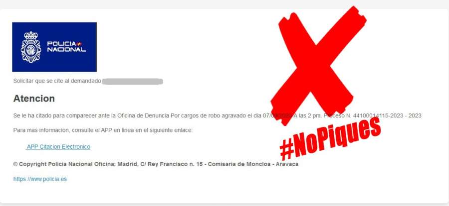 Campaña de malware en la que se suplanta la identidad de la Policía Nacional