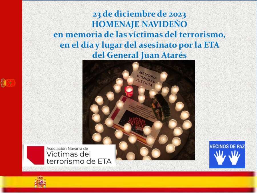Invitan al homanaje navideño en memoria de Juan Atarés, asesinado por ETA, y de todas las víctimas
