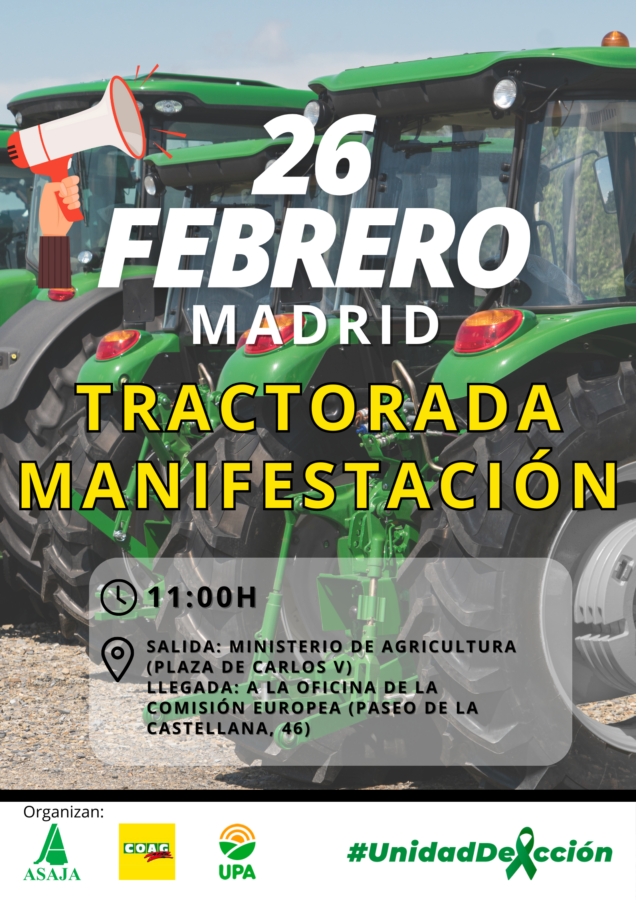 Sector primario: UAGN facilitará autobuses para la manifestación del 26 de febrero en Madrid
