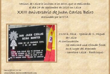 Mañana Leiza recuerda el asesinato de Juan Carlos Beiro a manos de ETA