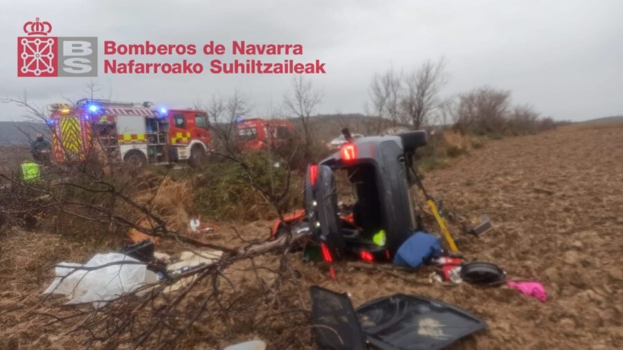 Herida grave una mujer de 41 años tras una salida de vía en Murillo el Fruto