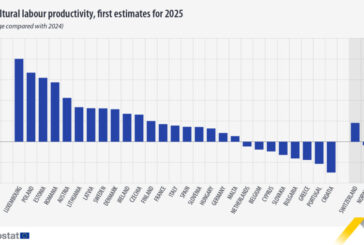 La productividad laboral agrícola de la UE aumentará un 9,2 % en 2025