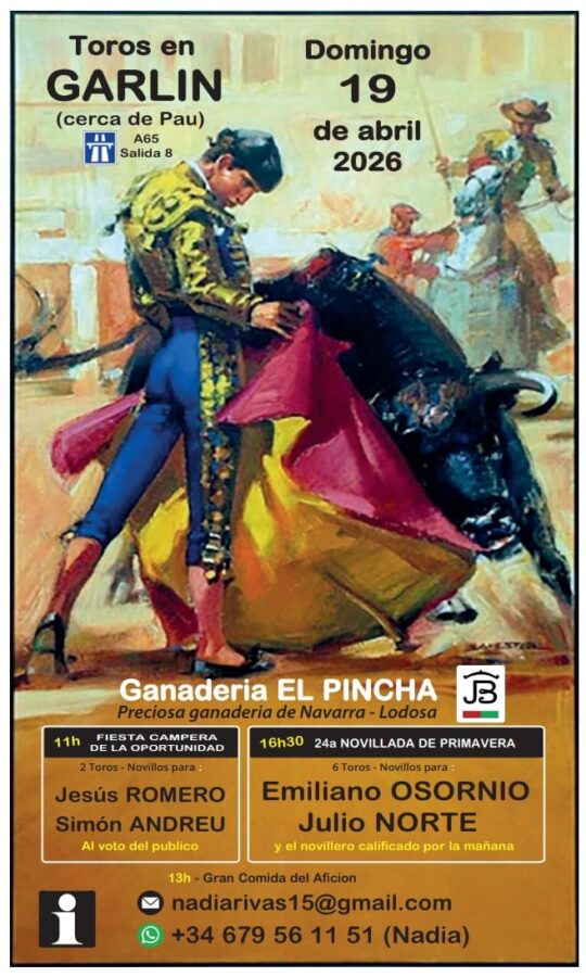 Ocho novillos de Pincha se lidiarán en Garlin