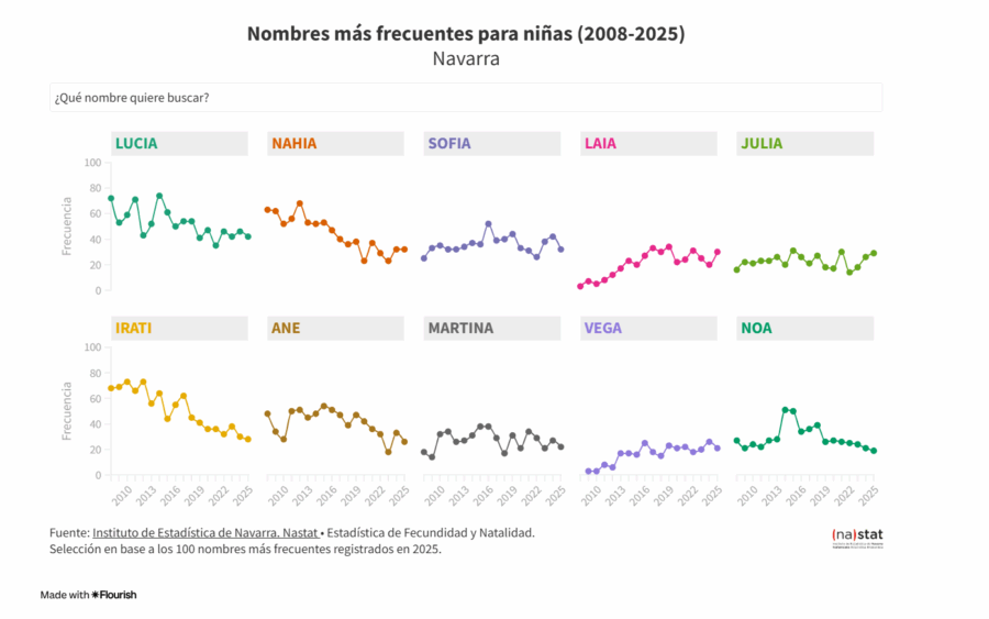 Aimar, Mateo y Martín y Lucía, Nahia y Sofía son los nombres más frecuentes entre nacidos en Navarra en 2025