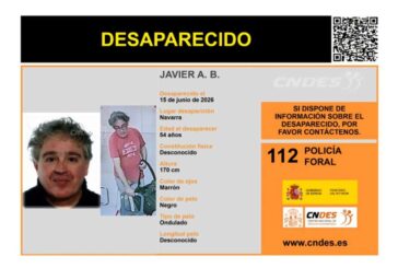 Desaparecido un hombre de 54 años en Pamplona