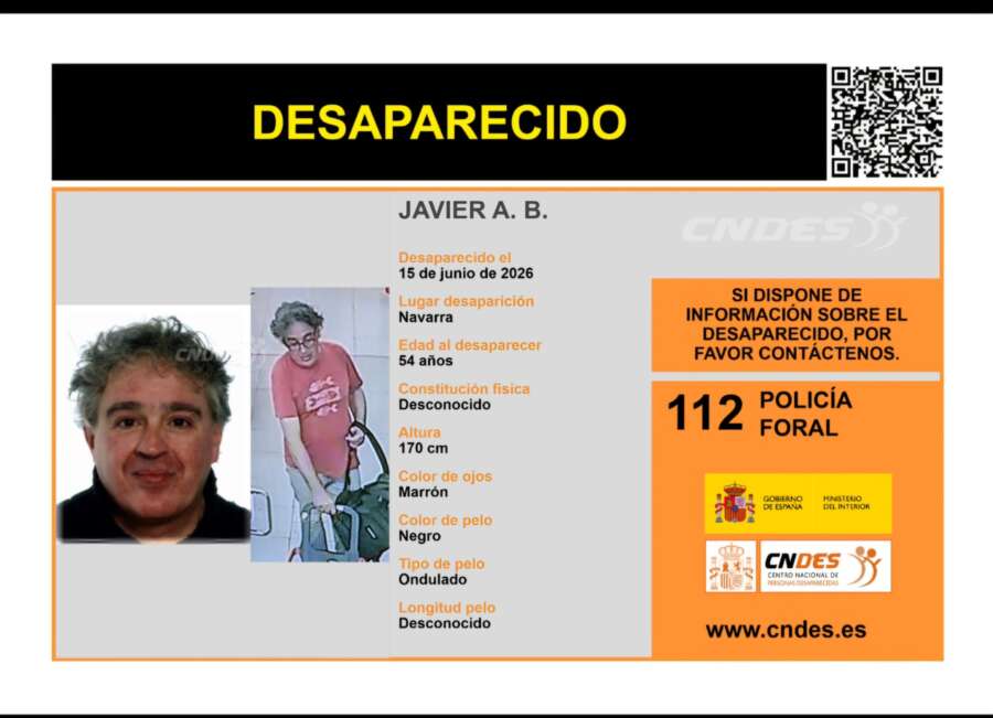Desaparecido un hombre de 54 años en Pamplona